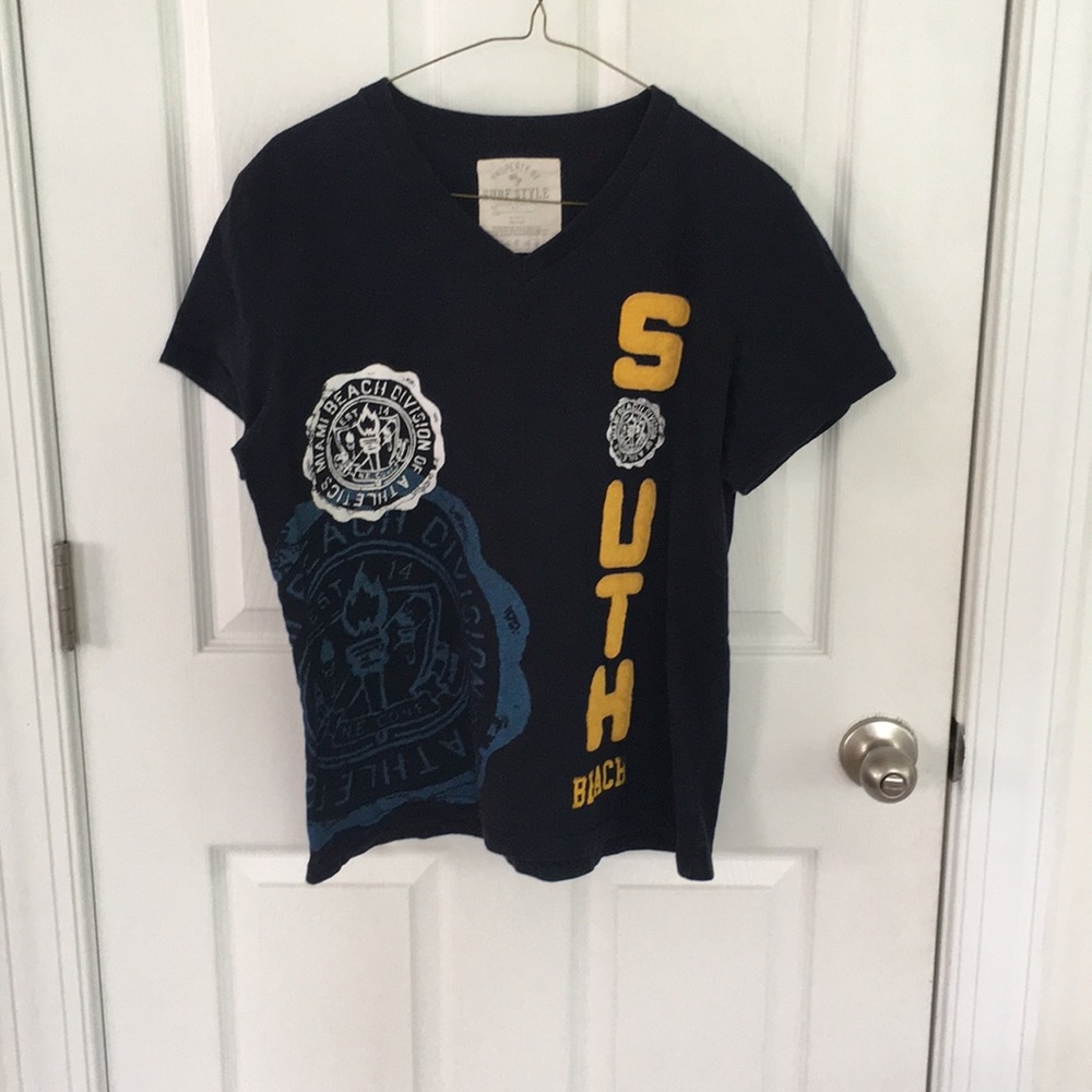 Surf Style Navy Blue Short Sleeve Tee Shirt